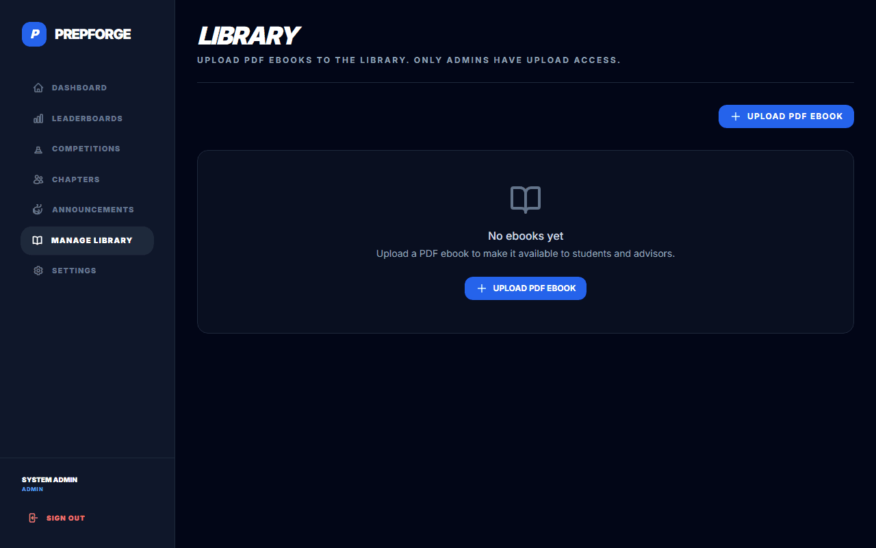 Library catalog in PrepForge